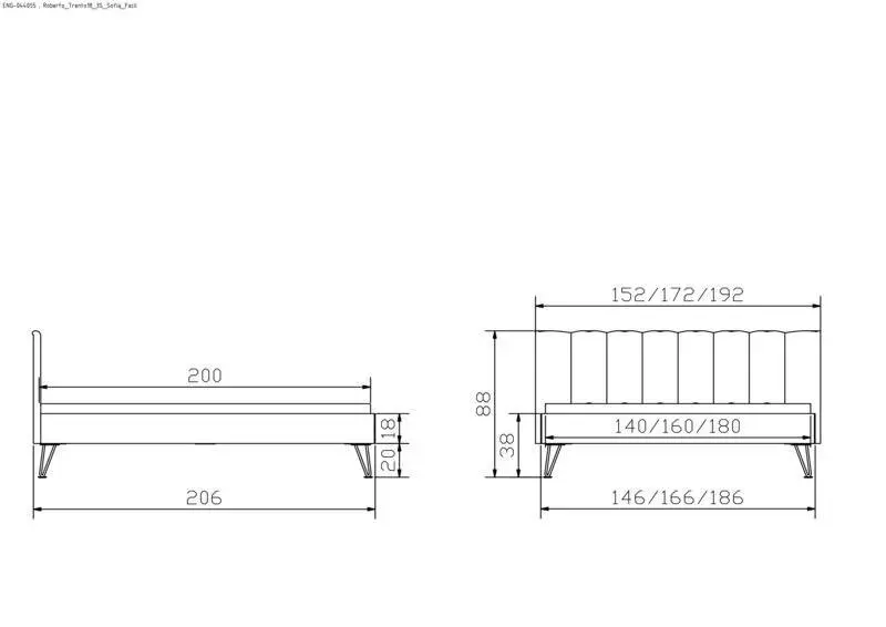 Hasena Massivholzbett ROBERTO - 140x200 cm Fuss: 20 - Nussbaum, geölt