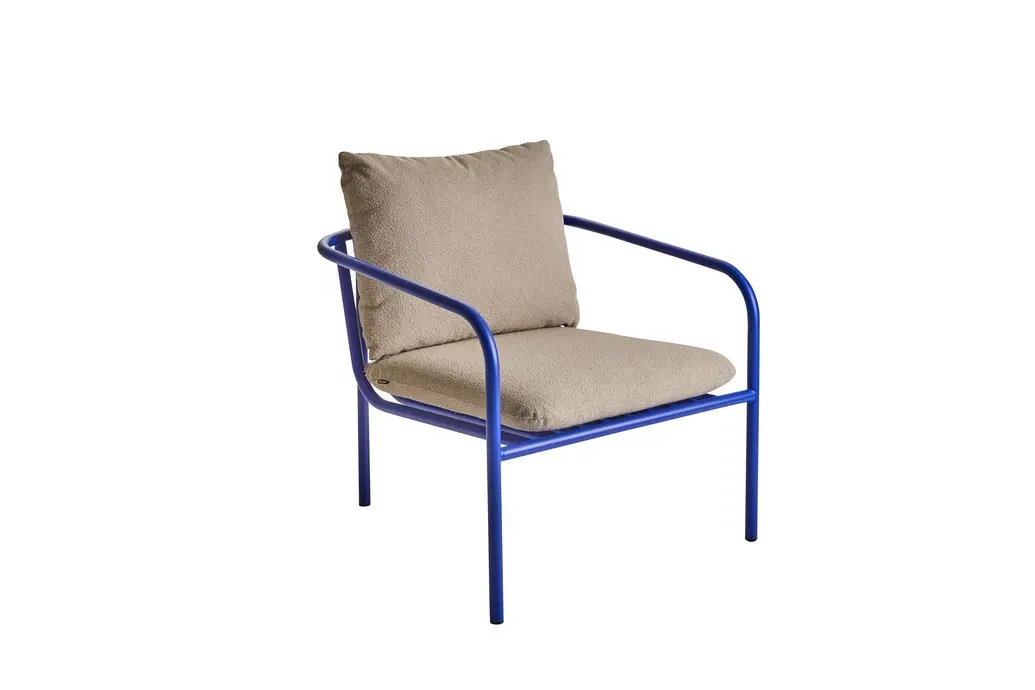 Sessel Bendt mit Armlehnen, Stahlgestell blau-beige, Sitz...