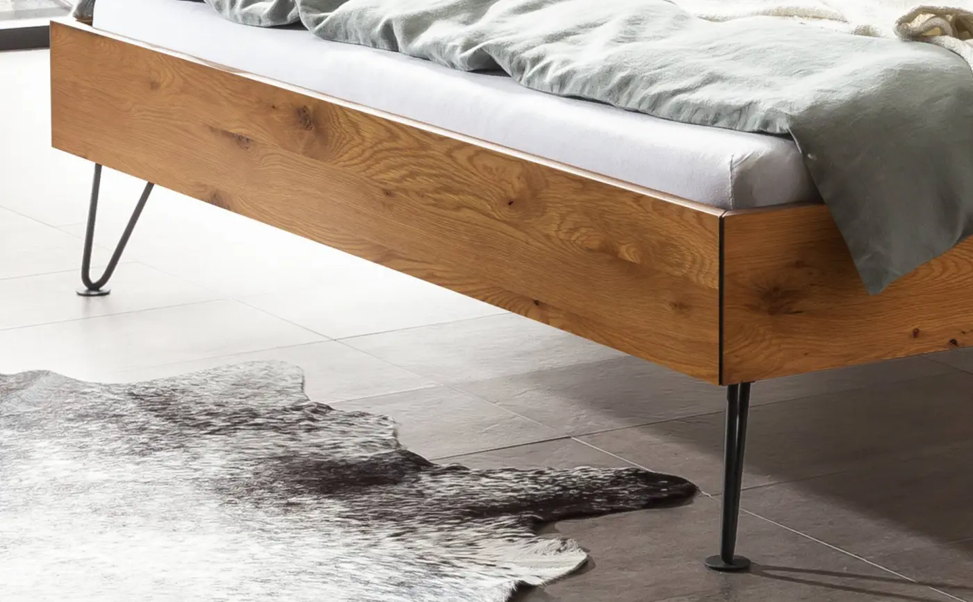 Hasena Massivholzbett SARA - 160x200 cm Fuss: 20 - Wildeiche natur, geölt