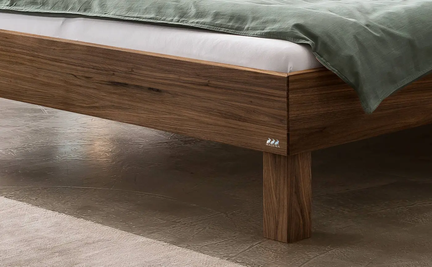 Hasena Massivholzbett RICARDO - 140x200 cm Fuss: 25 - Nussbaum, geölt