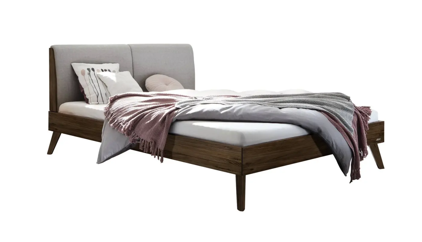 Hasena Massivholzbett SIMONE - 140x200 cm Fuss: 20 - Nussbaum, geölt