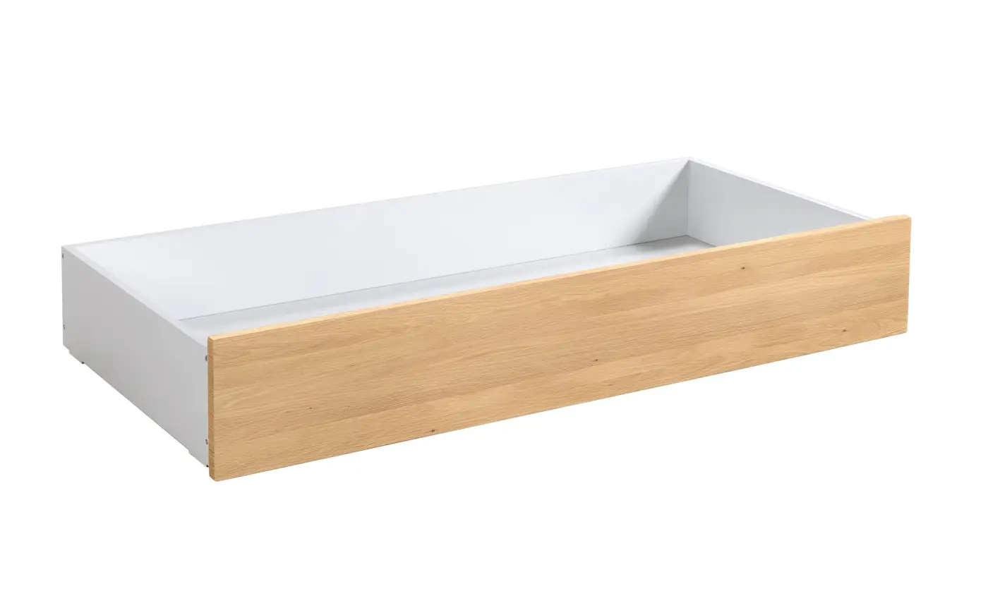 Hasena Bettschublade/Bettkasten rollbar ROLL-BOX - 137 cm Fuss: 25 - Schublade: Weiss / Front: Eiche bright, geölt