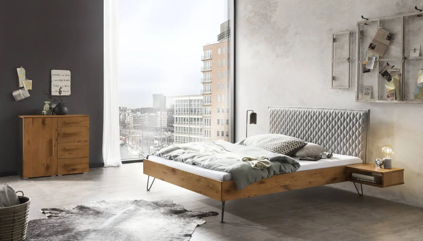 Hasena Massivholzbett SARA - 180x200 cm Fuss: 20 - Wildeiche natur, geölt
