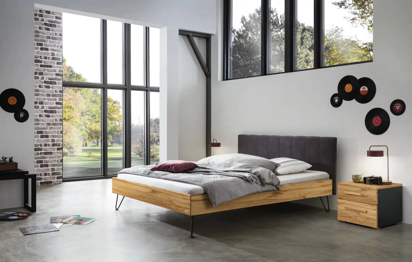 Hasena Massivholzbett ROBERTO - 140x200 cm Fuss: 20 - Wildbuche natur, geölt