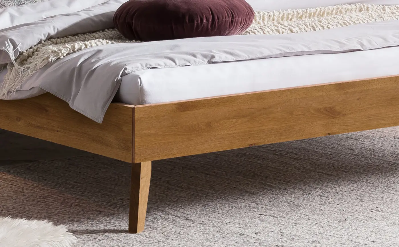 Hasena Massivholzbett SIMONE - 140x200 cm Fuss: 25 - Wildeiche natur, geölt