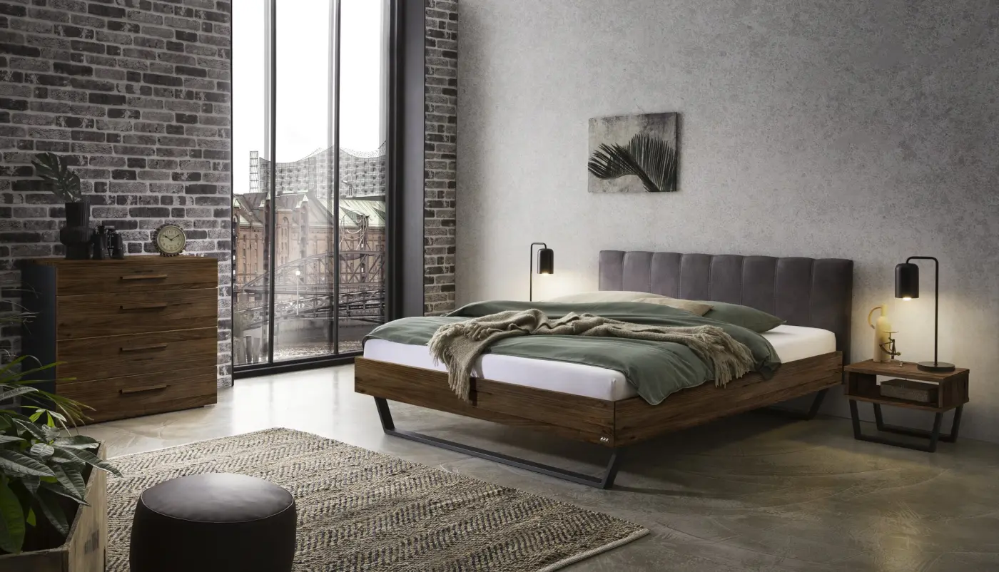 Hasena Massivholzbett ENRICO - 180x200 cm Fuss: 25 - Nussbaum, geölt