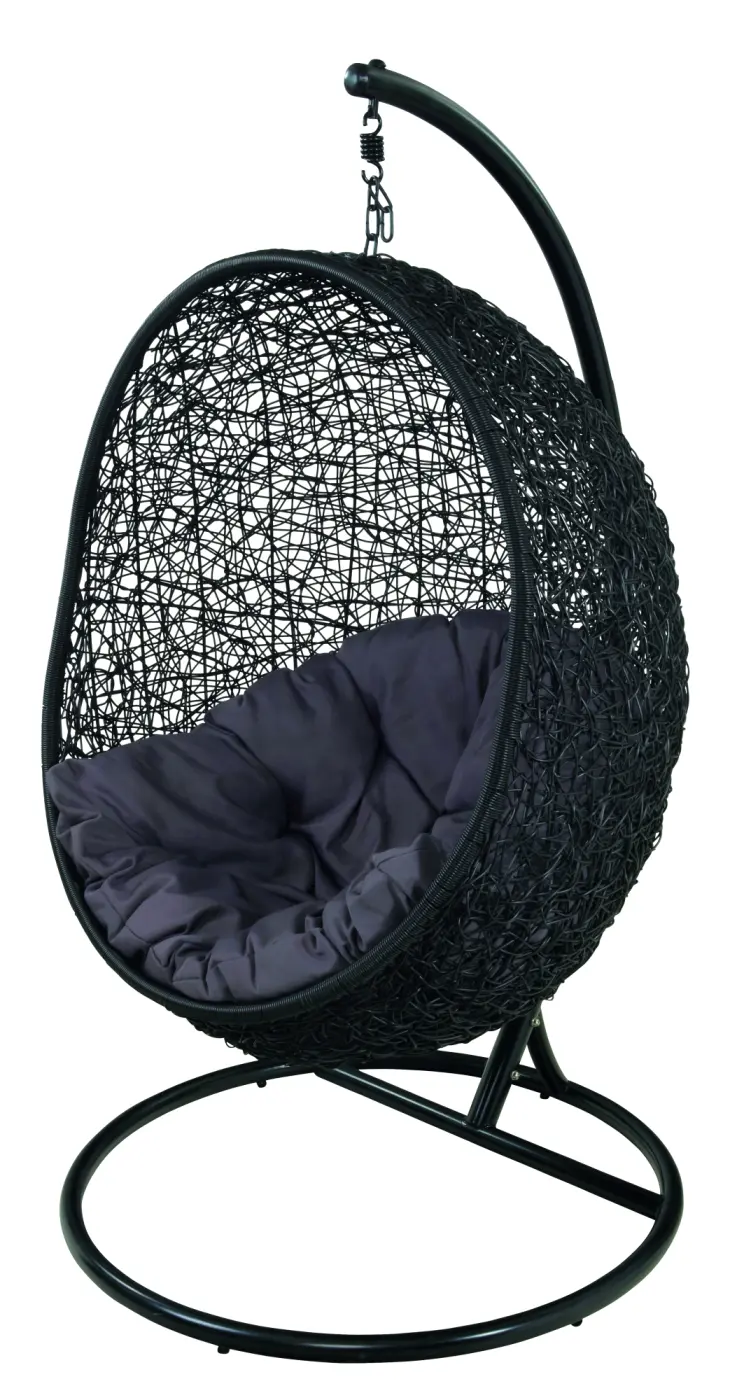 Hängeschaukel Alonso, Wicker schwarz, Metallgestell pulv...