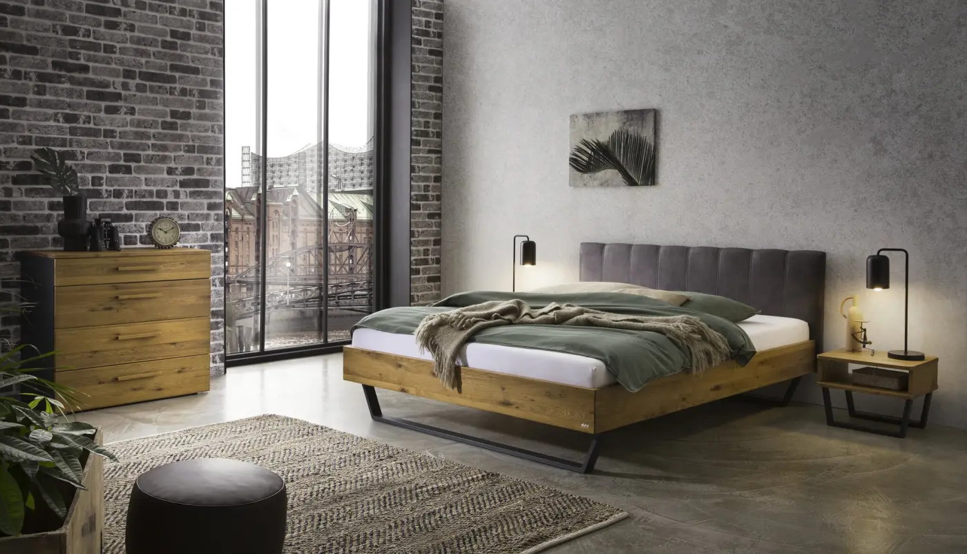 Hasena Massivholzbett ENRICO - 140x200 cm Fuss: 20 - Wildeiche natur, geölt