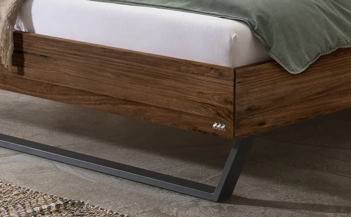 Hasena Massivholzbett ENRICO - 140x200 cm Fuss: 25 - Nussbaum, geölt