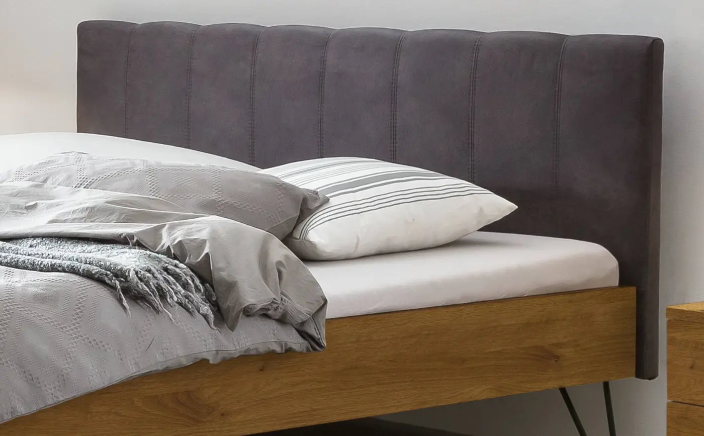 Hasena Massivholzbett ROBERTO - 140x200 cm Fuss: 20 - Wildeiche natur, geölt