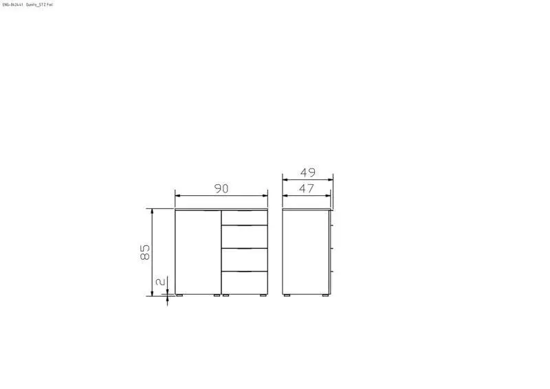 Hasena Kommode QUNITO - 90 cm -  Weiss / Weiss
