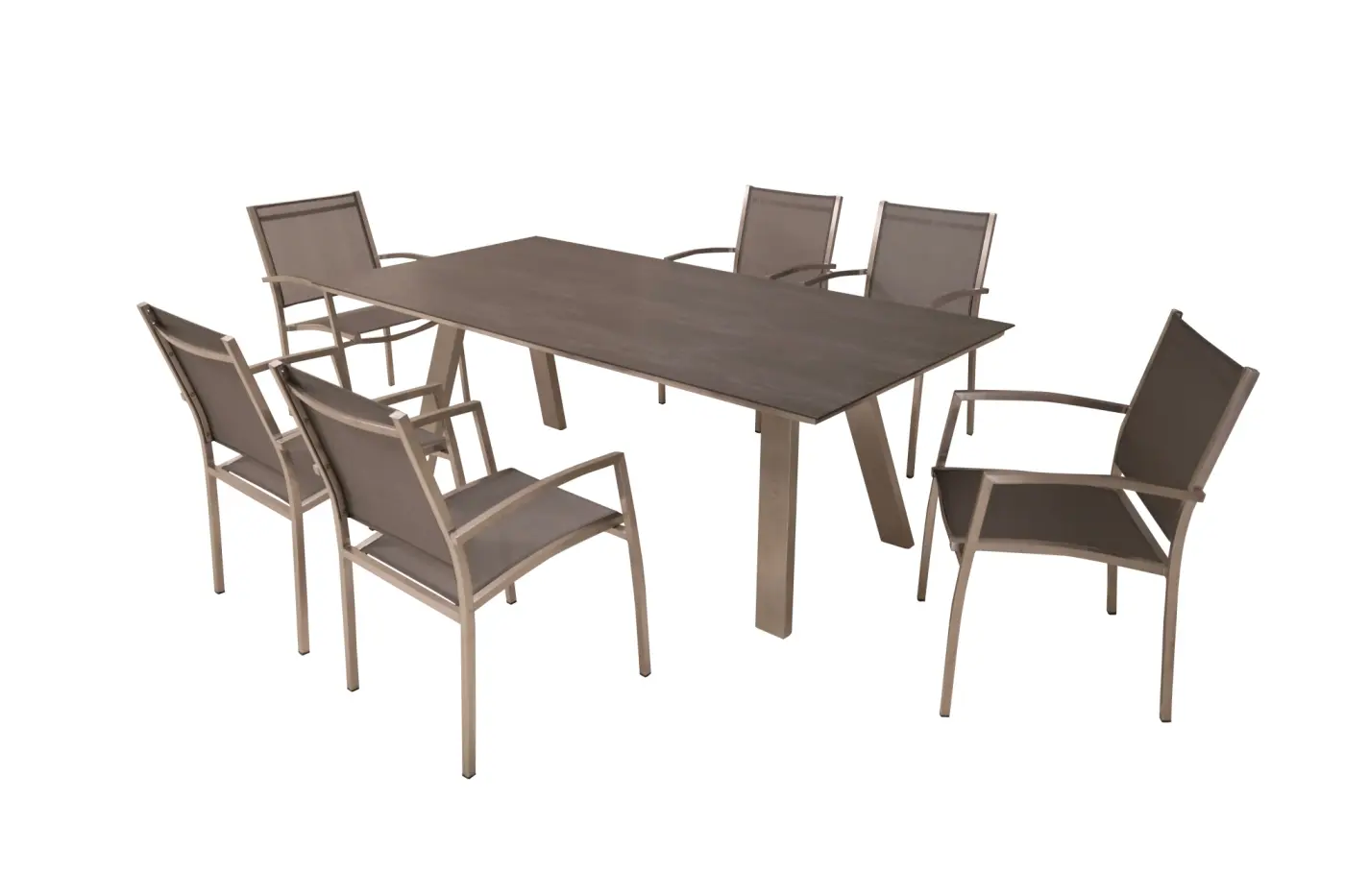 Gartentisch Monaco, Edelstahl A-Form, 210x100 cm Keramikp...