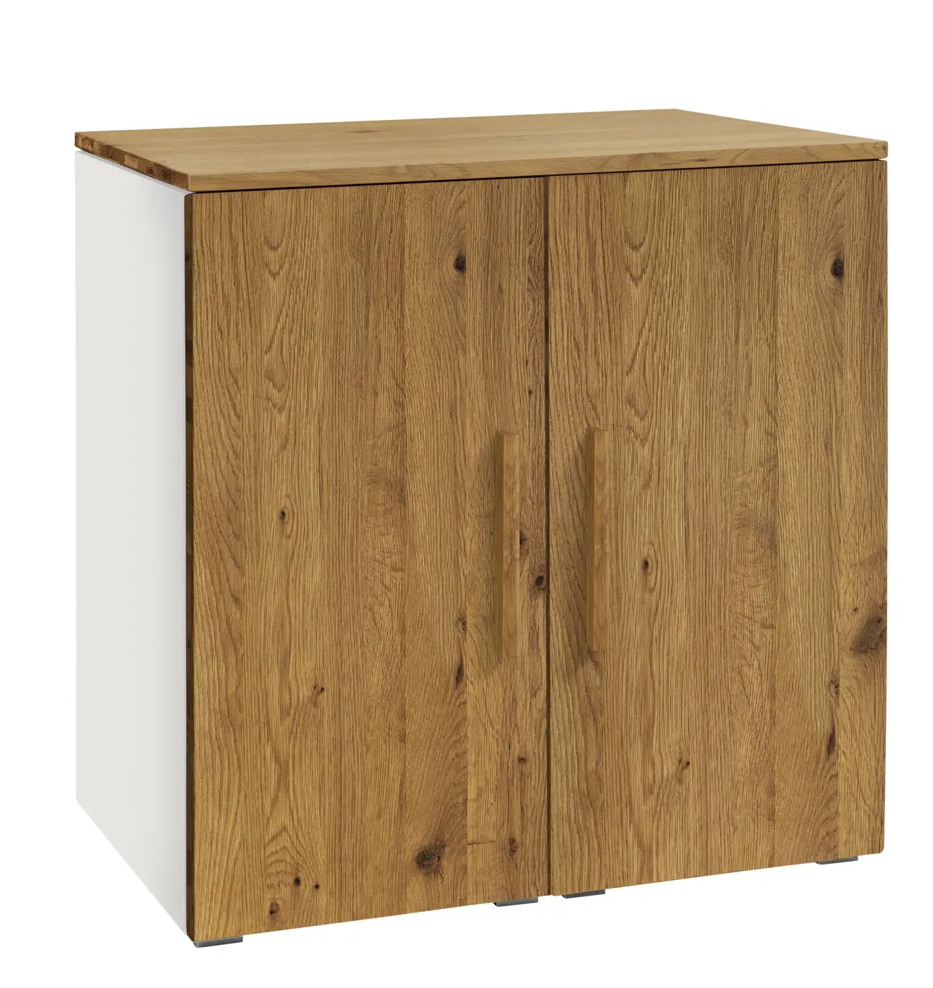 Hasena Kommode PORTINA - 90 cm -  Weiss / Wildeiche natur, geölt