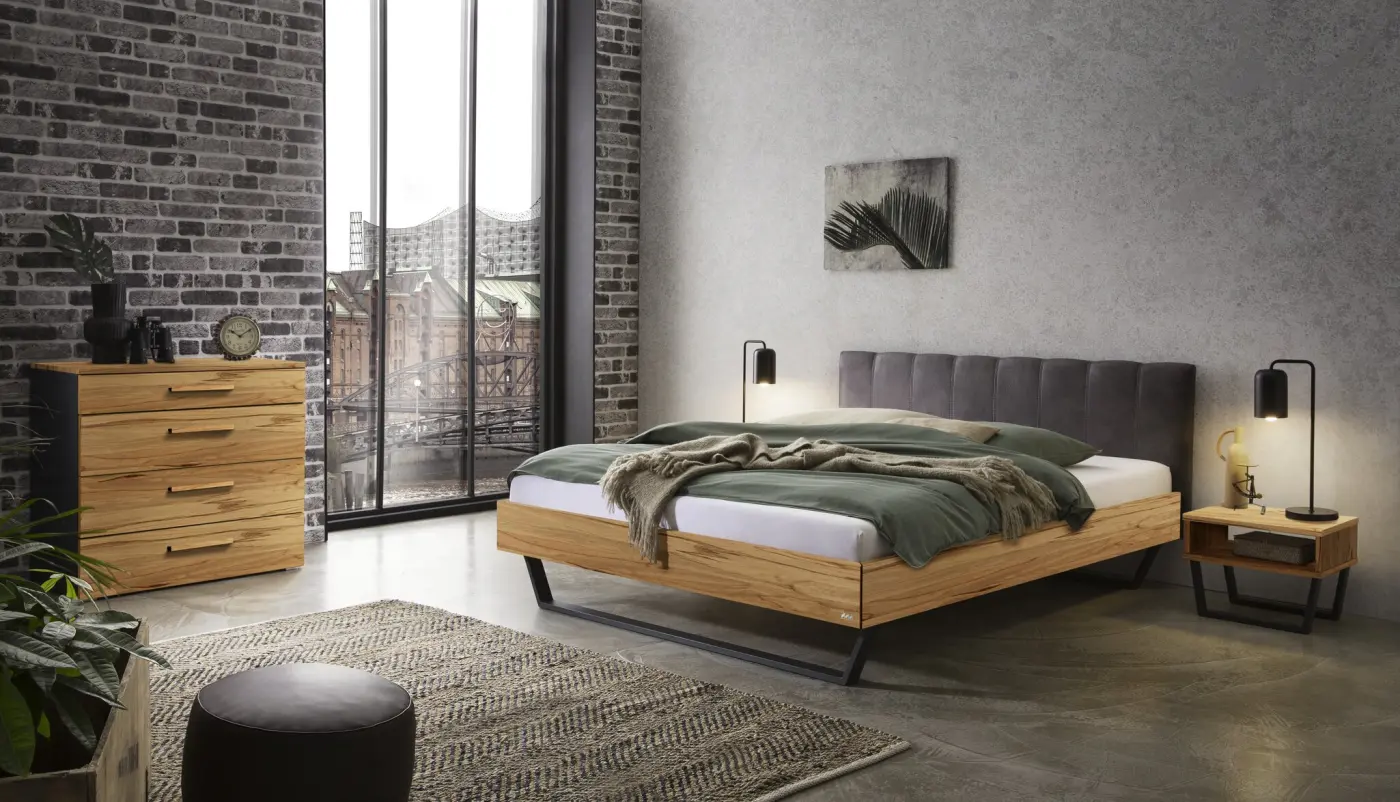 Hasena Massivholzbett ENRICO - 160x200 cm Fuss: 20 - Wildbuche natur, geölt