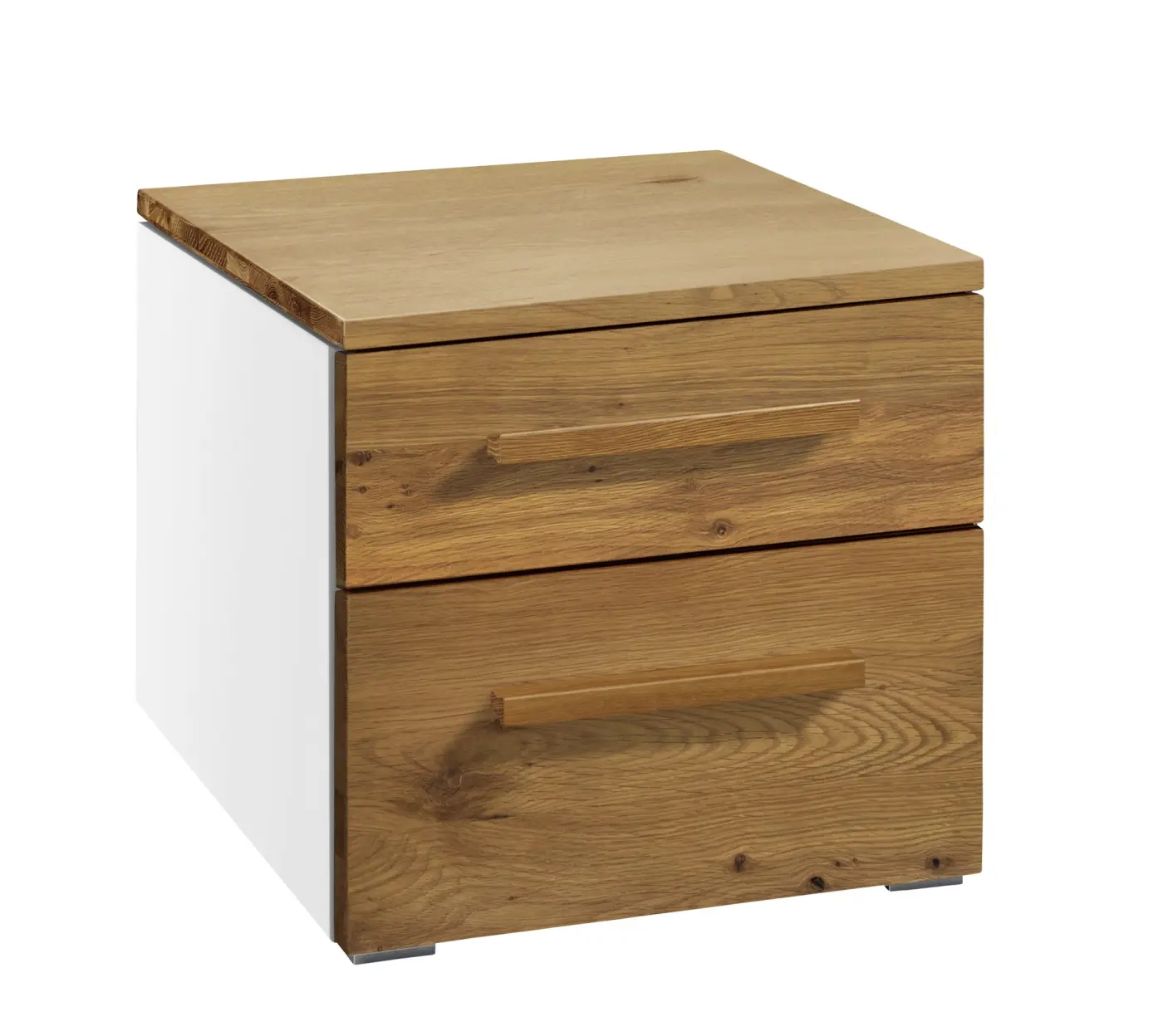 Hasena Nachttisch TWIA - 45 cm -  Weiss / Wildeiche natur, geölt