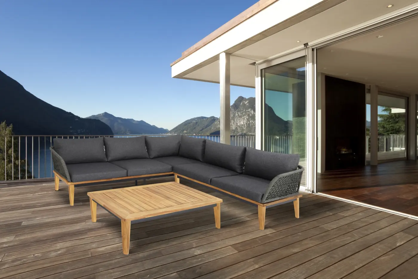 Gartenlounge Locarno, Eckvariante gross, AL hoch, Akazie ...