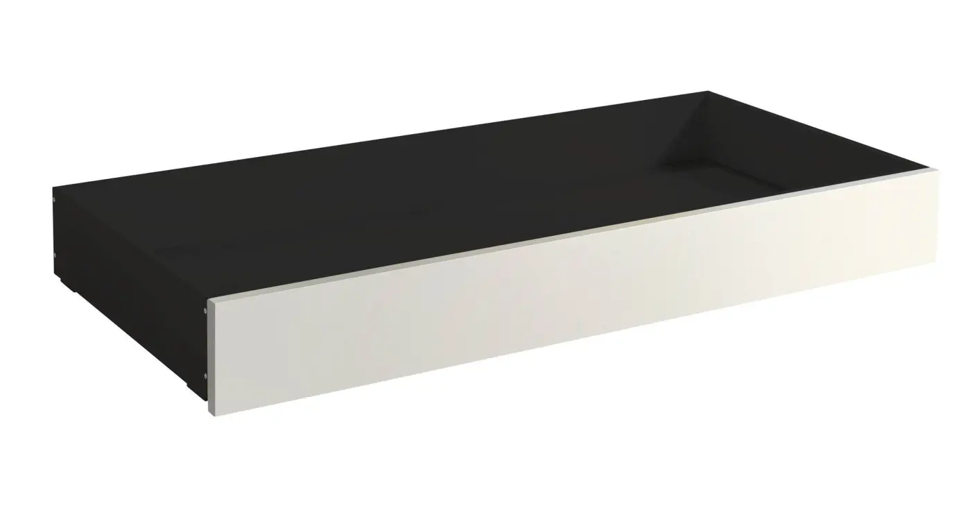 Hasena Bettschublade/Bettkasten rollbar ROLL-BOX - 137 cm Fuss: 20 - Schublade: Anthracit / Front: Buche weiss deckend, lackiert