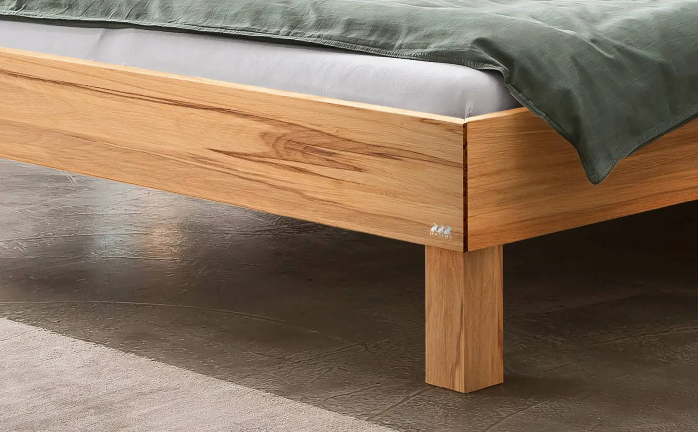 Hasena Massivholzbett RICARDO - 140x200 cm Fuss: 20 - Wildbuche natur, geölt