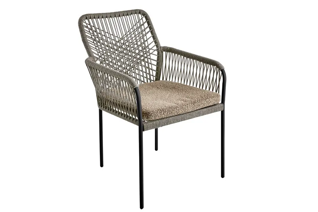 Stuhl Vira mit Armlehnen, Stahlgestell mit Seilgeflecht s...