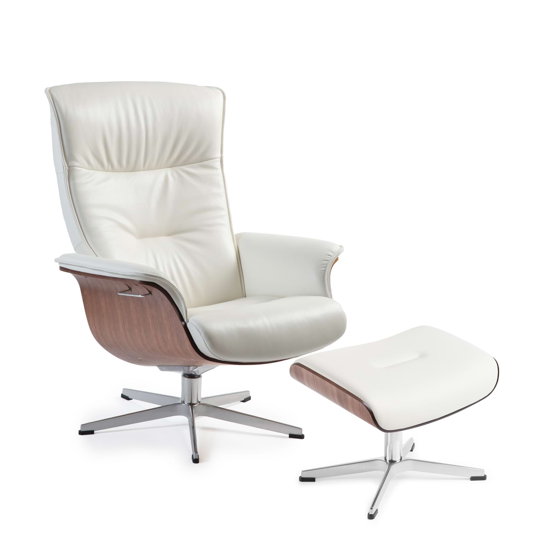 Prime Sessel und Hocker in Leder weiss