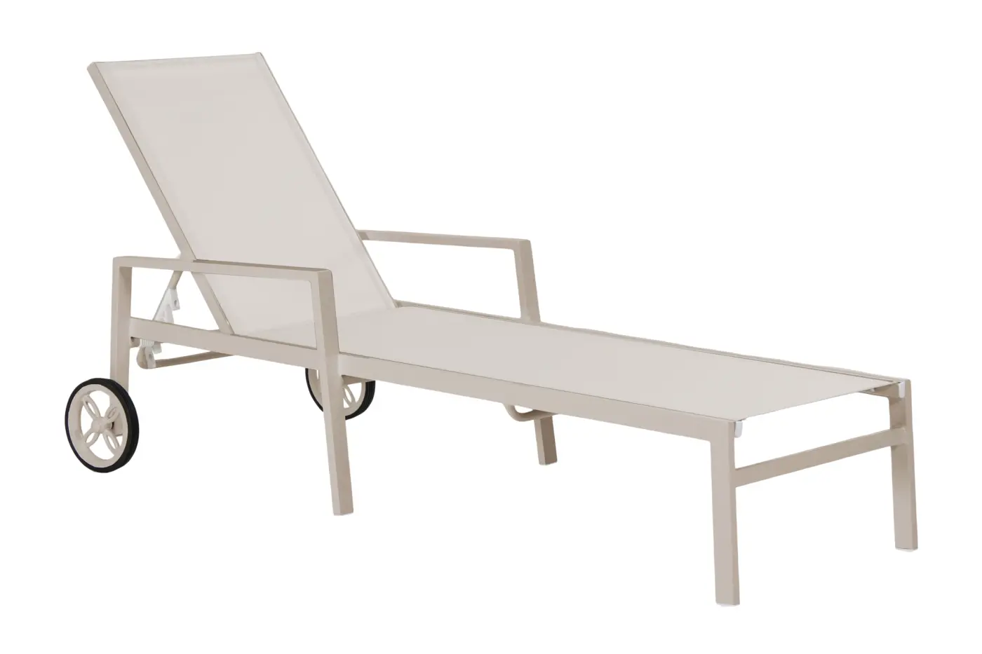 Sonnenliege Leone beige, mit Rädern, mit Armlehnen