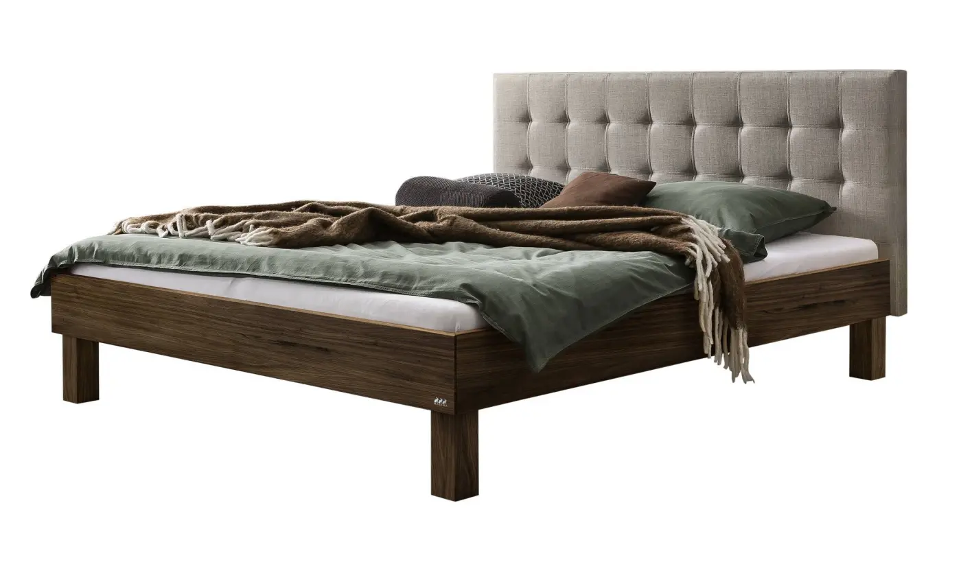 Hasena Massivholzbett RICARDO - 140x200 cm Fuss: 20 - Nussbaum, geölt