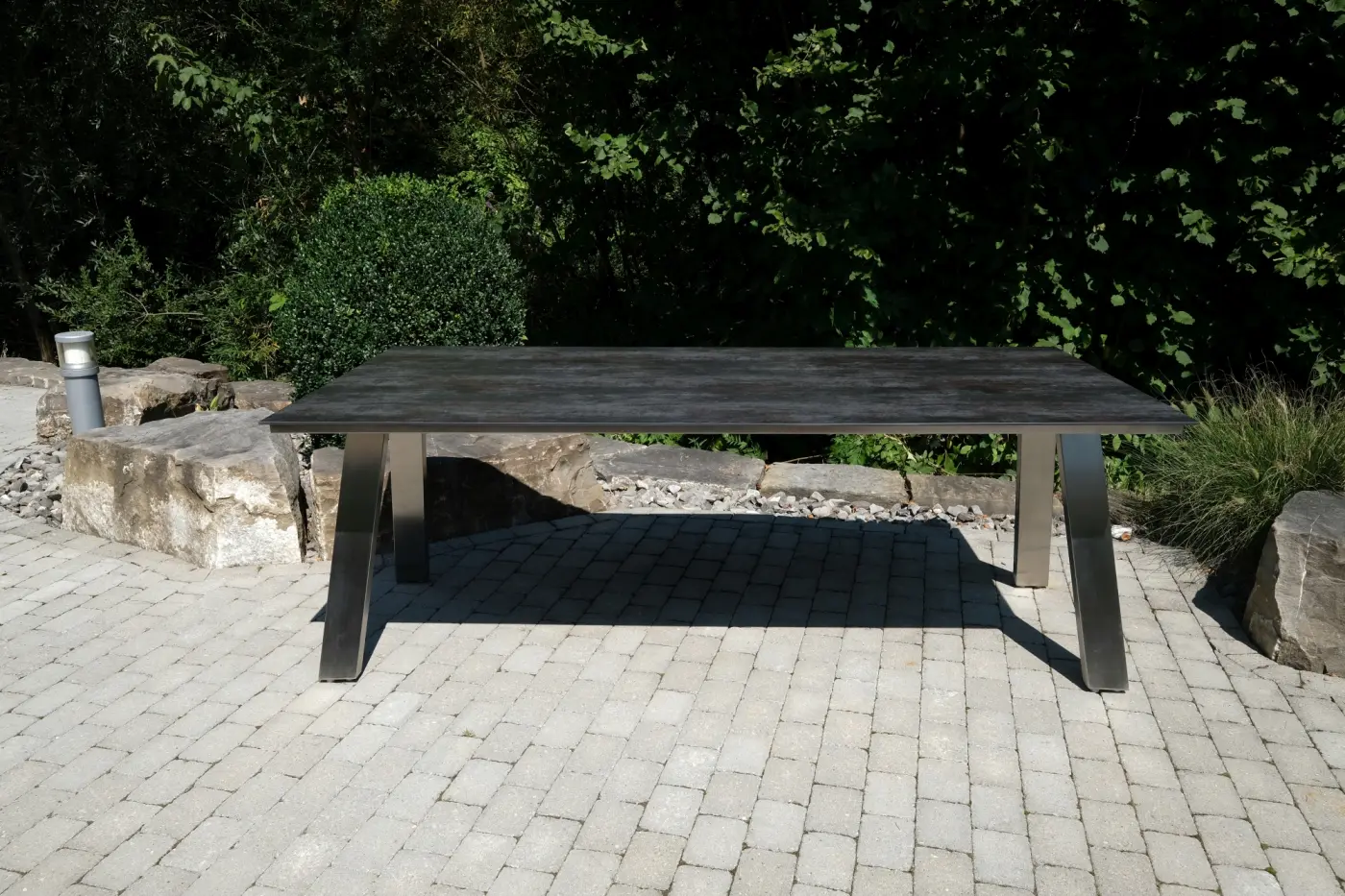 Gartentisch Monaco, Edelstahl A-Form, 210x100 cm, Keramik...