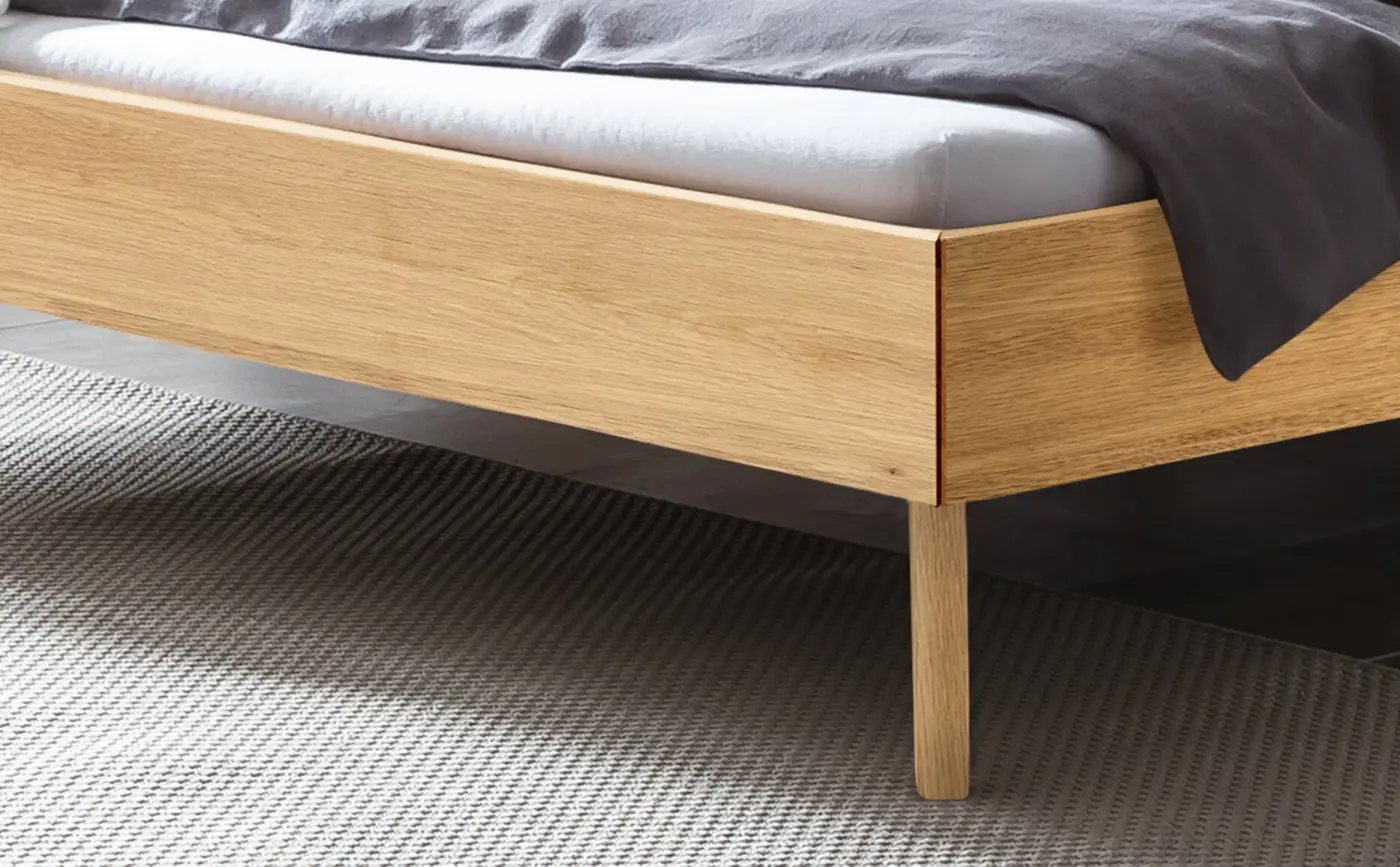 Hasena Massivholzbett MATTEO - 160x200 cm Fuss: 25 - Eiche bright, geölt
