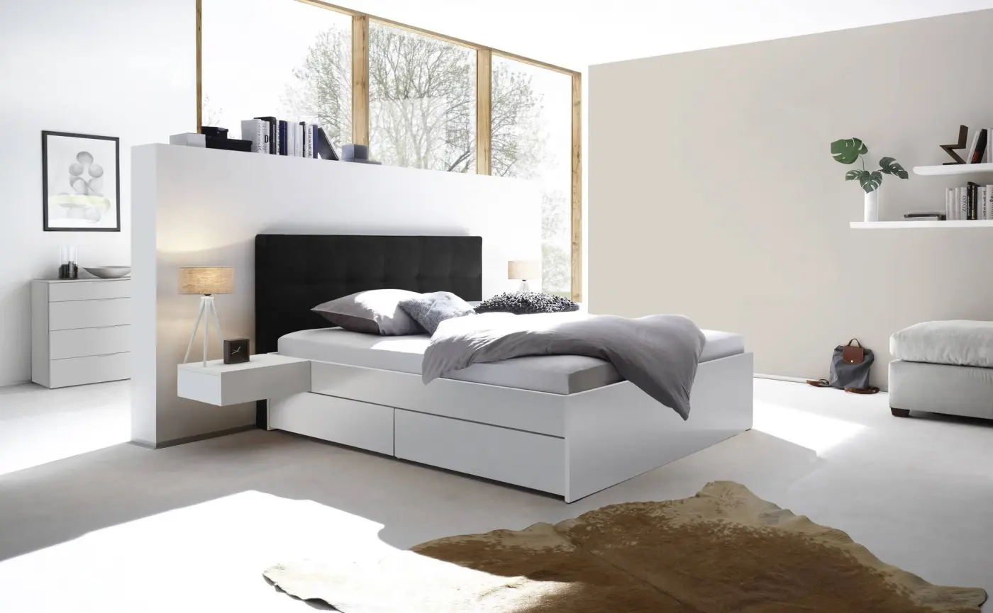 Hasena Massivholzbett OTELLO - 140 x 200 cm - Buche weiss deckend, lackiert