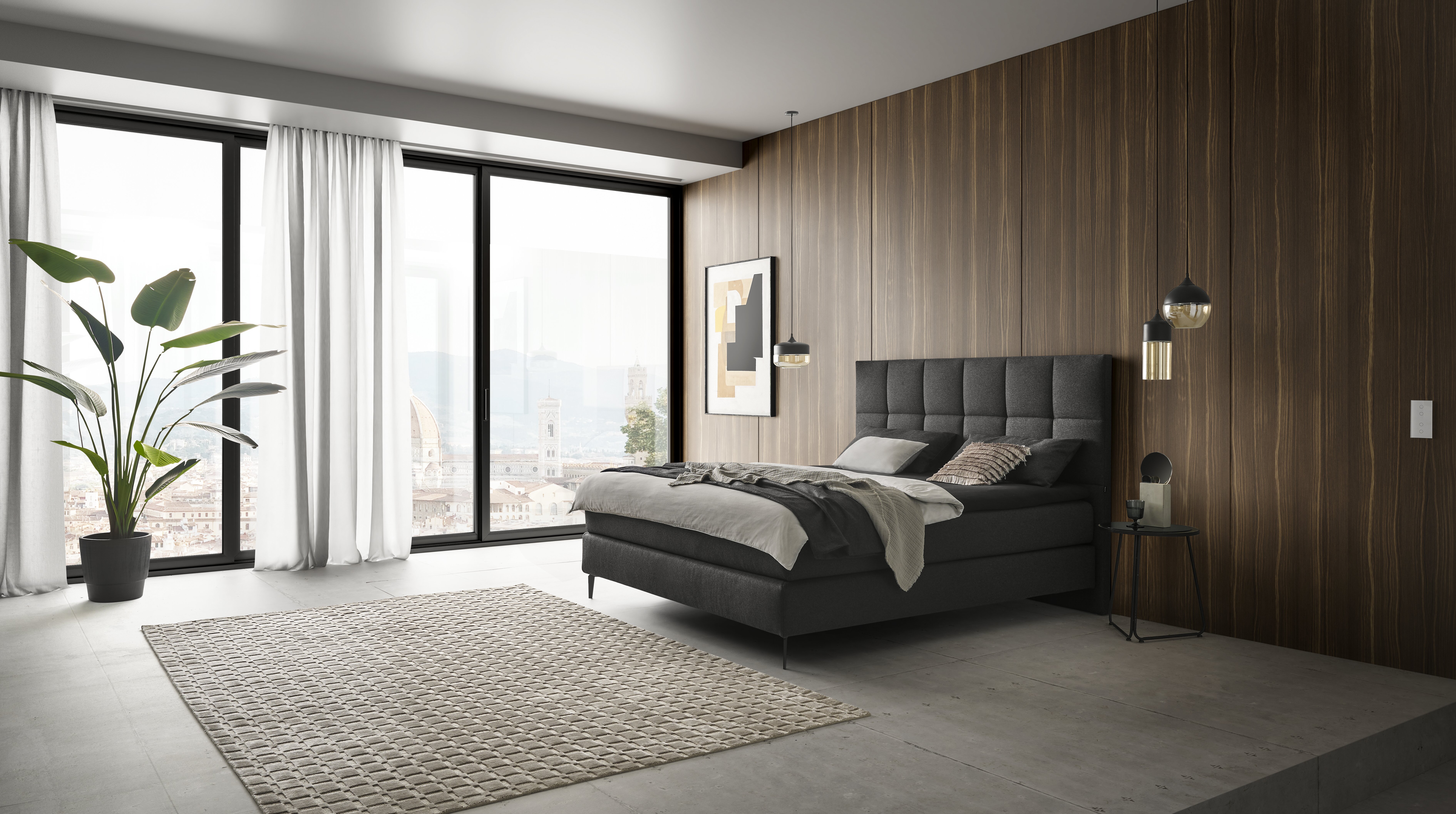 Drinnen, Innenarchitektur, Inneneinrichtung, Holzpaneele, Pflanze