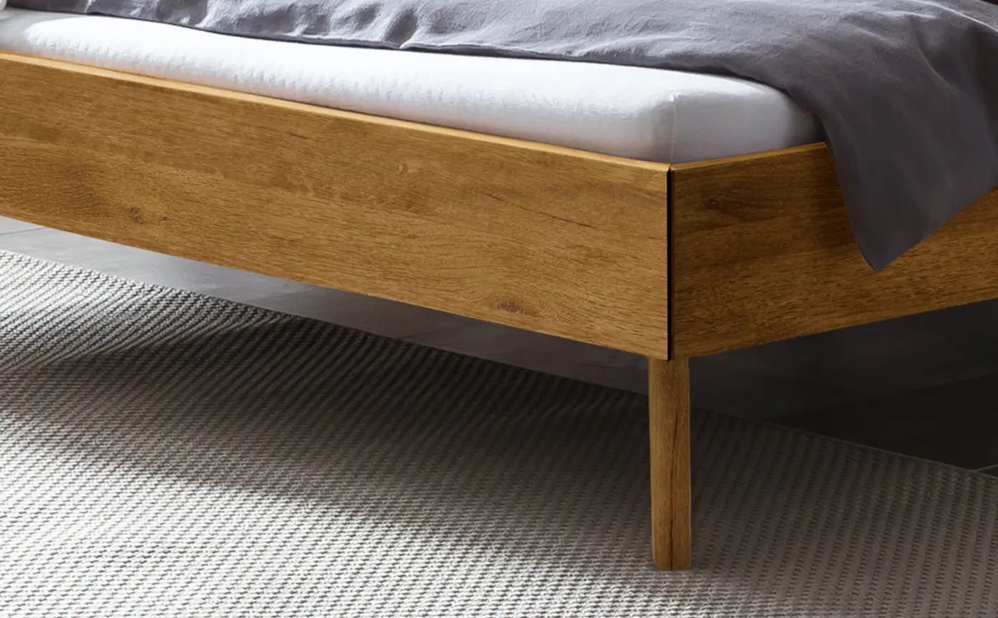 Hasena Massivholzbett MATTEO - 140x200 cm Fuss: 20 - Wildeiche natur, geölt