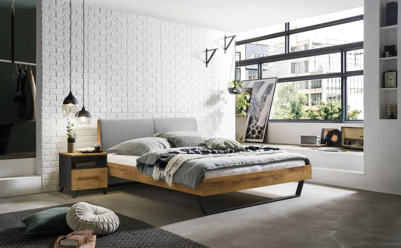 Hasena Massivholzbett PIETRO - 180x200 cm Fuss: 25 - Wildeiche natur, geölt