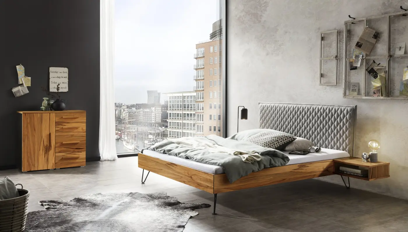 Hasena Massivholzbett SARA - 180x200 cm Fuss: 20 - Wildbuche natur, geölt