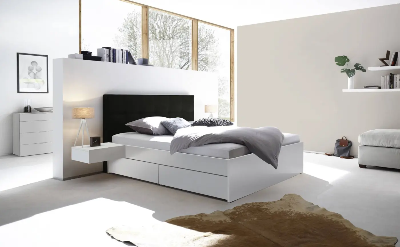 Hasena Massivholzbett OTELLO - 180 x 200 cm - Buche weiss deckend, lackiert