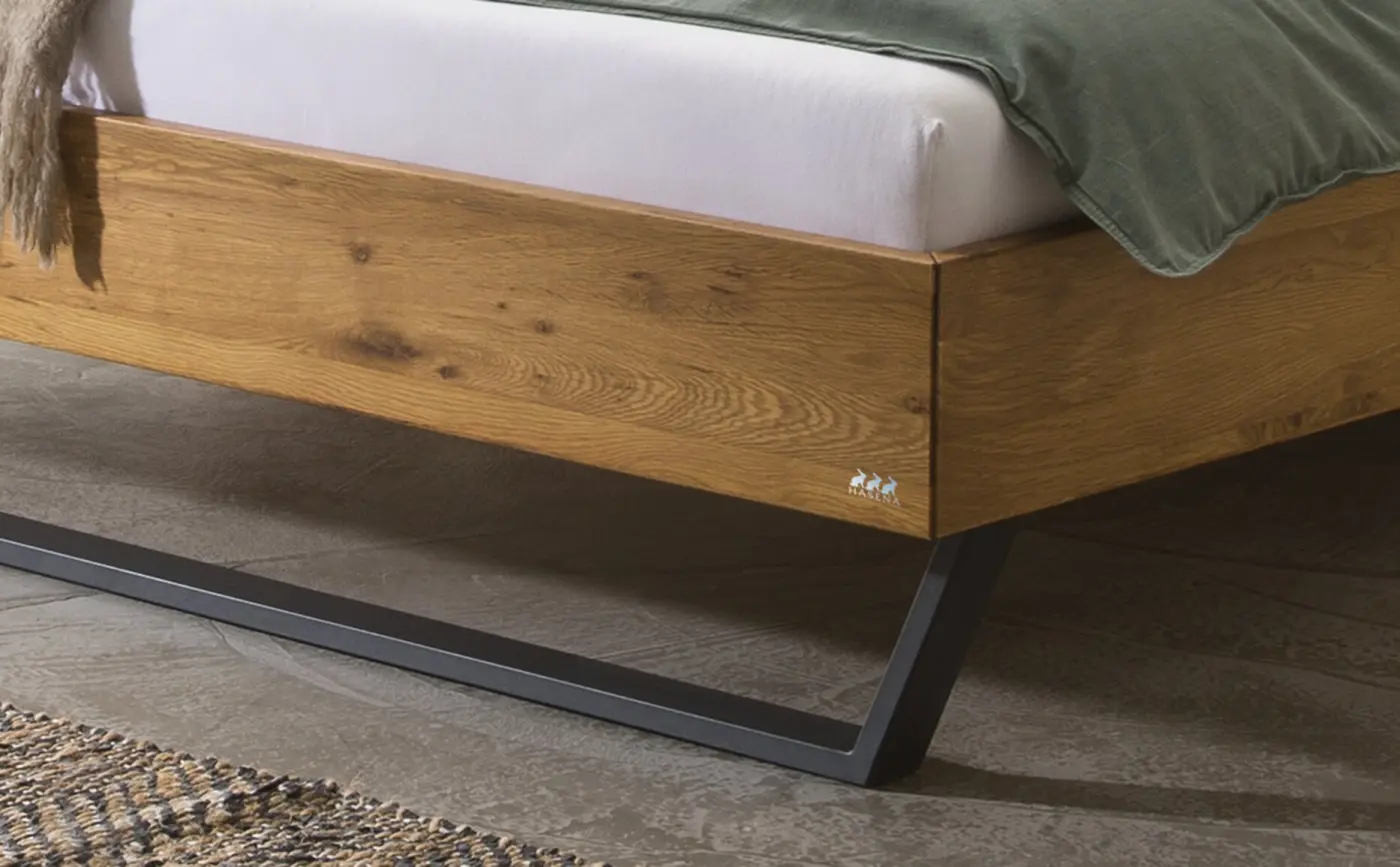 Hasena Massivholzbett ENRICO - 160x200 cm Fuss: 25 - Wildeiche natur, geölt