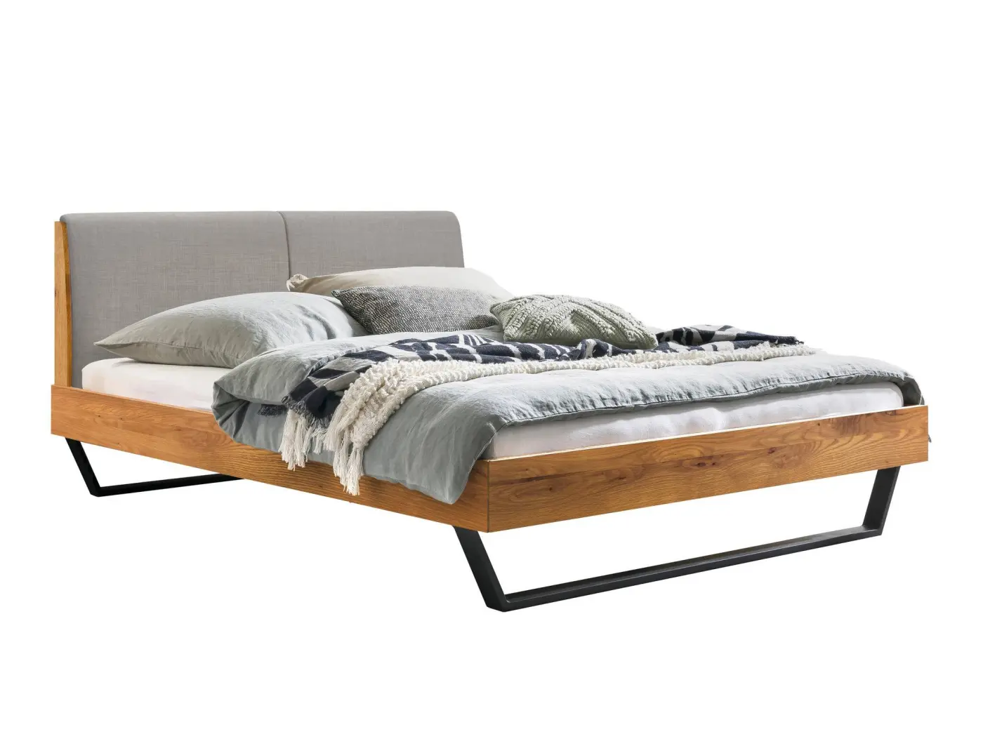 Hasena Massivholzbett PIETRO - 140x200 cm Fuss: 25 - Wildeiche natur, geölt