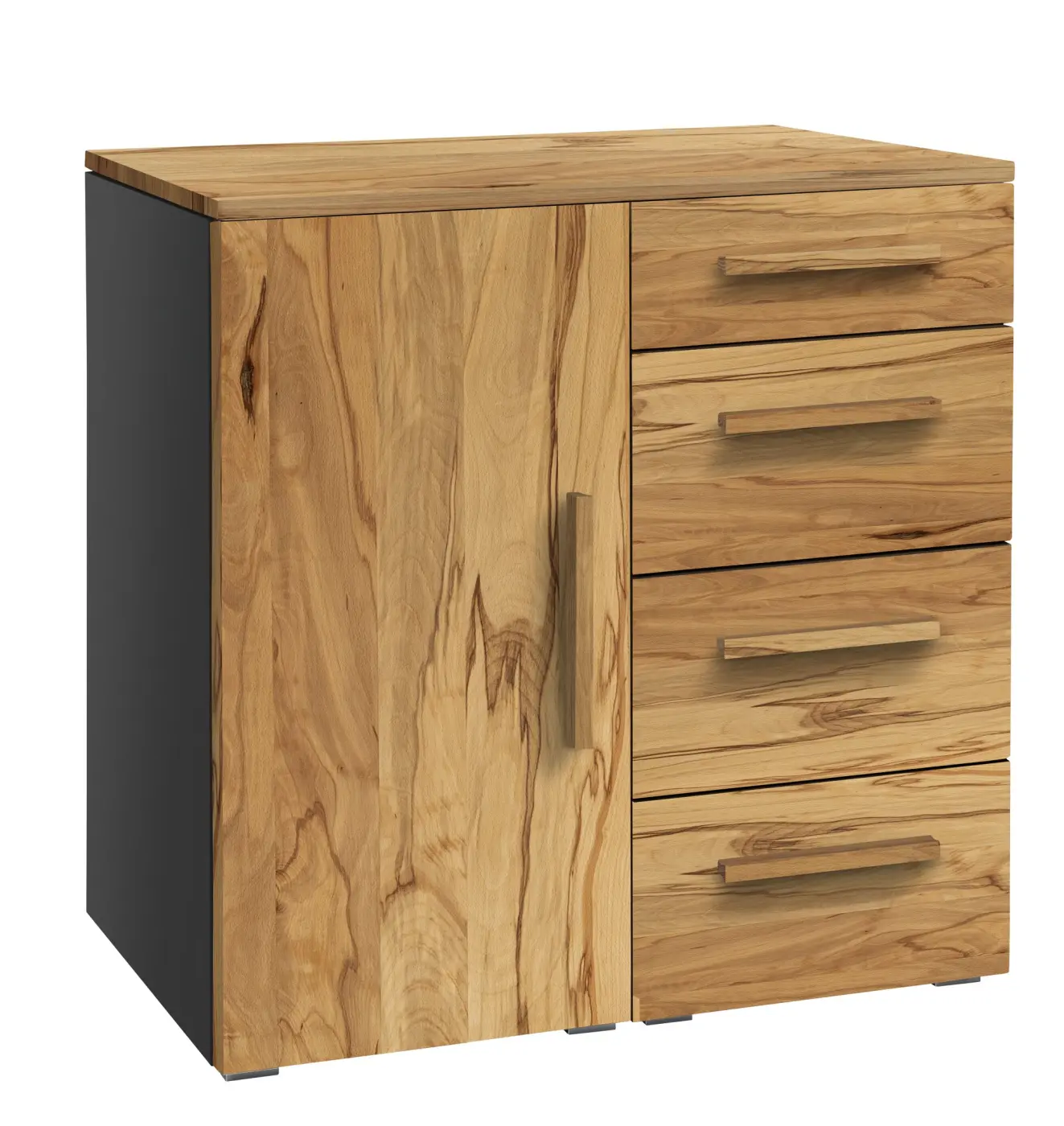 Hasena Kommode QUNITO - 90 cm -  Anthracit / Wildbuche natur, geölt