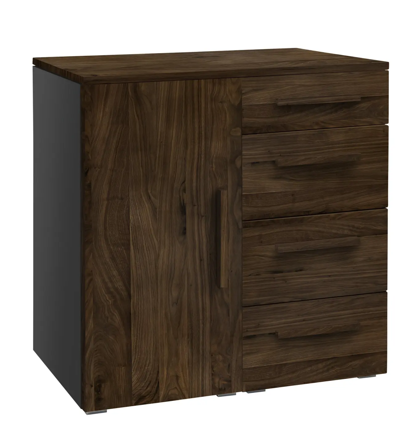 Hasena Kommode QUNITO - 90 cm -  Anthracit / Nussbaum, geölt