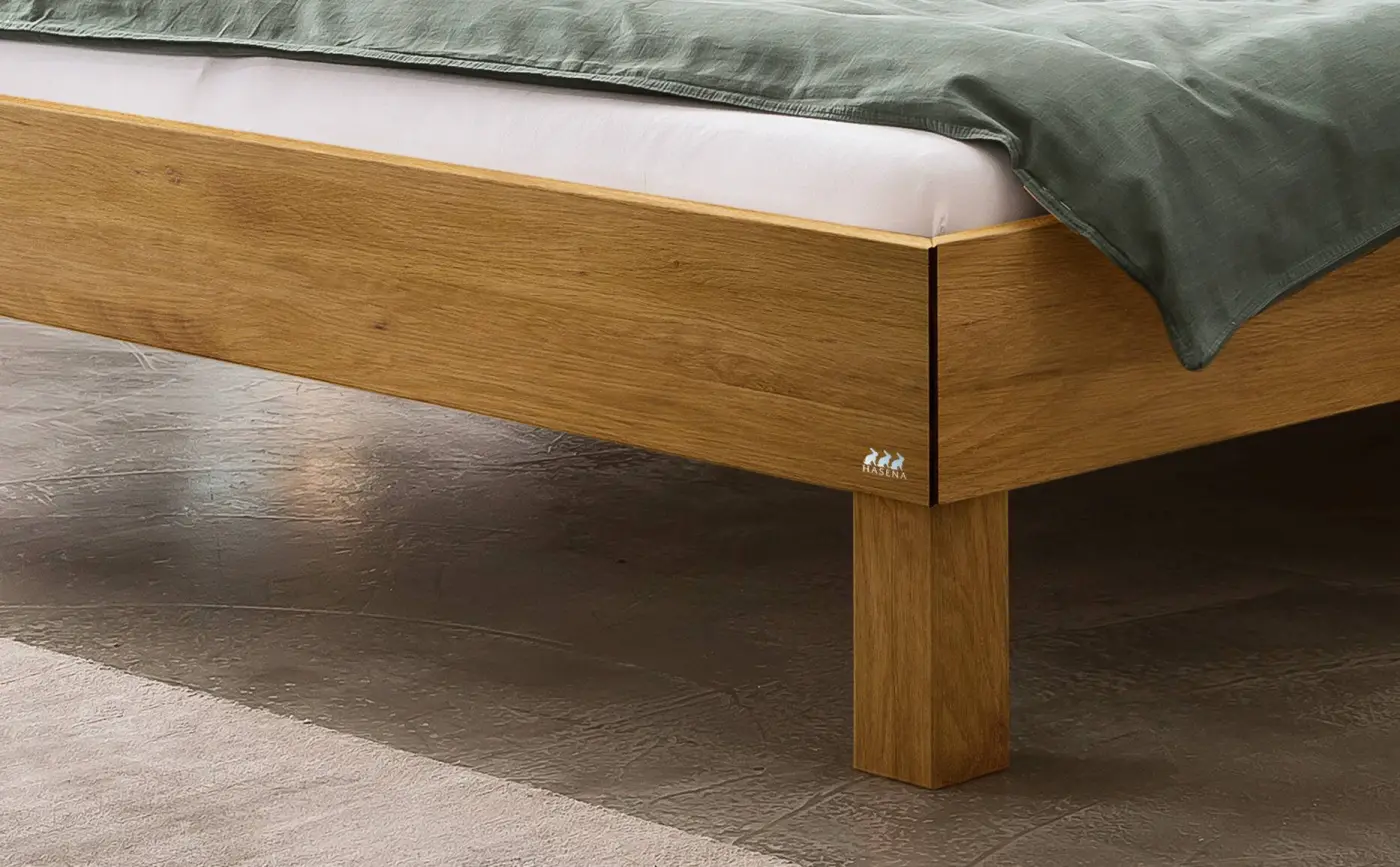 Hasena Massivholzbett RICARDO - 160x200 cm Fuss: 25 - Wildeiche natur, geölt