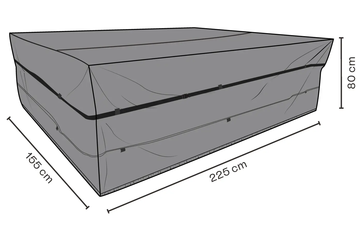 Schutzhülle, 225x155x80 cm, schwarz, wasserabweisend, atm...