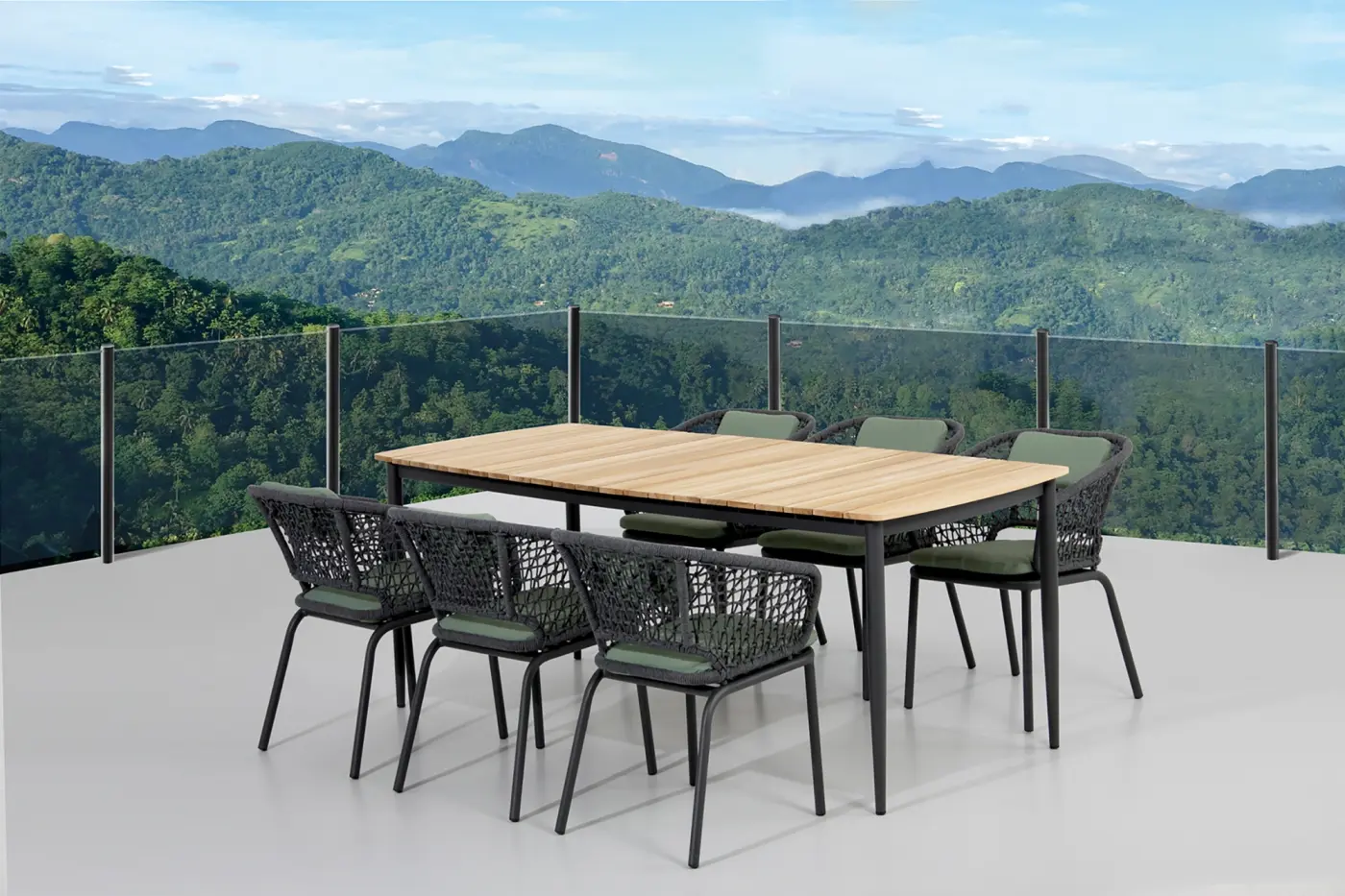 Gartentisch Elena, 220x100x74 cm, Alugestell grau pulverb...