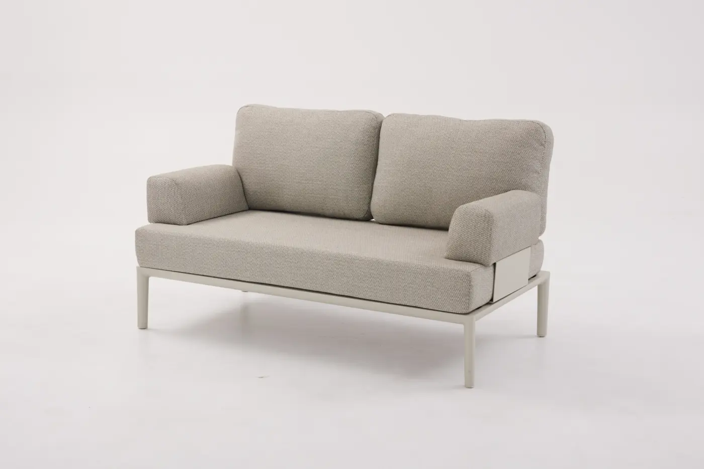 Armlehnen zu Sofa Fiore, Alu beige, Kissen sand