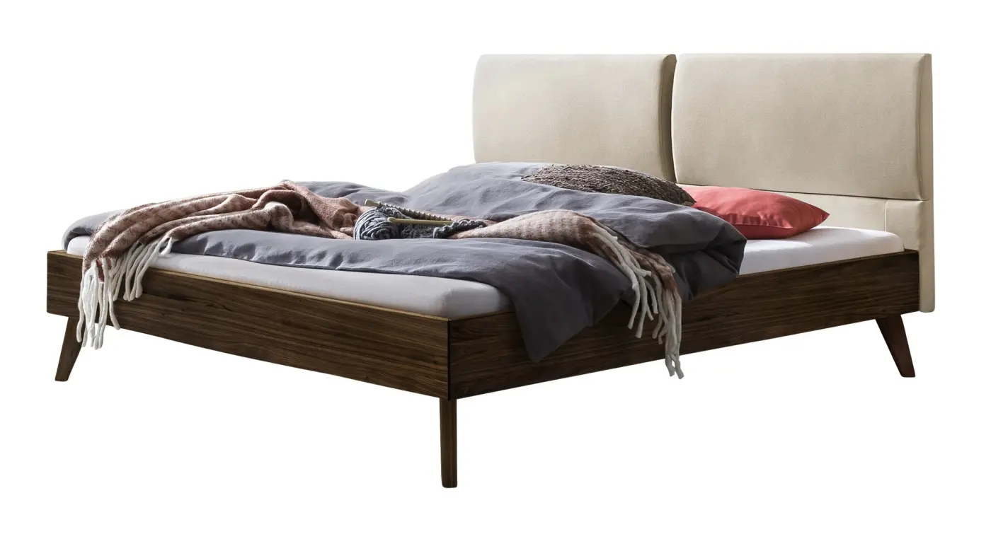 Hasena Massivholzbett MATTEO - 180x200 cm Fuss: 20 - Nussbaum, geölt