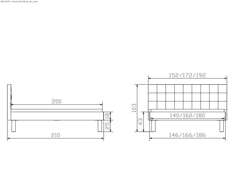 Hasena Massivholzbett RICARDO - 160x200 cm Fuss: 25 - Wildbuche natur, geölt