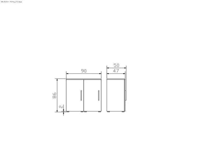 Hasena Kommode PORTINA - 90 cm -  Weiss / Wildeiche natur, geölt
