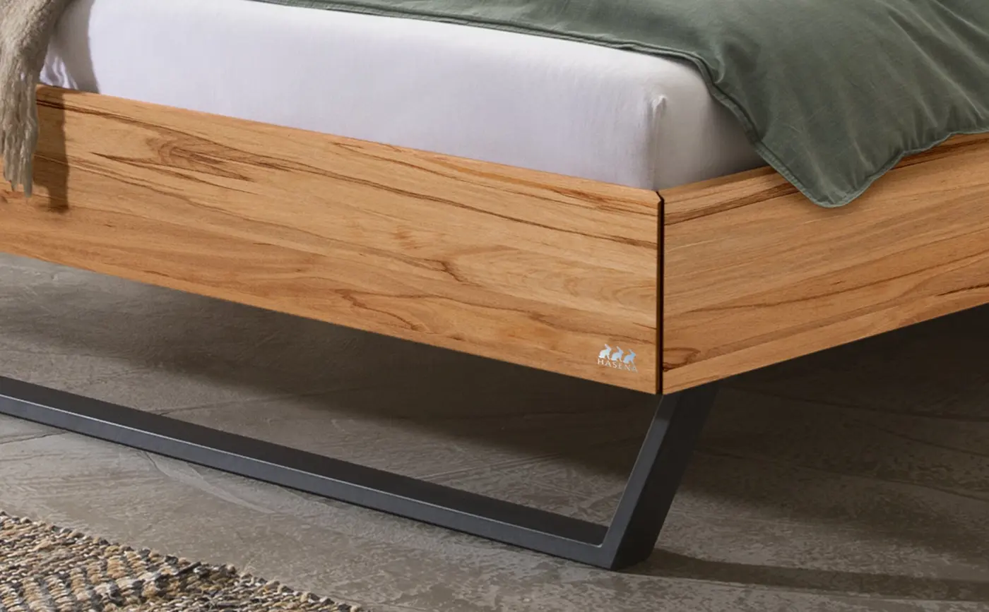 Hasena Massivholzbett ENRICO - 160x200 cm Fuss: 20 - Wildbuche natur, geölt