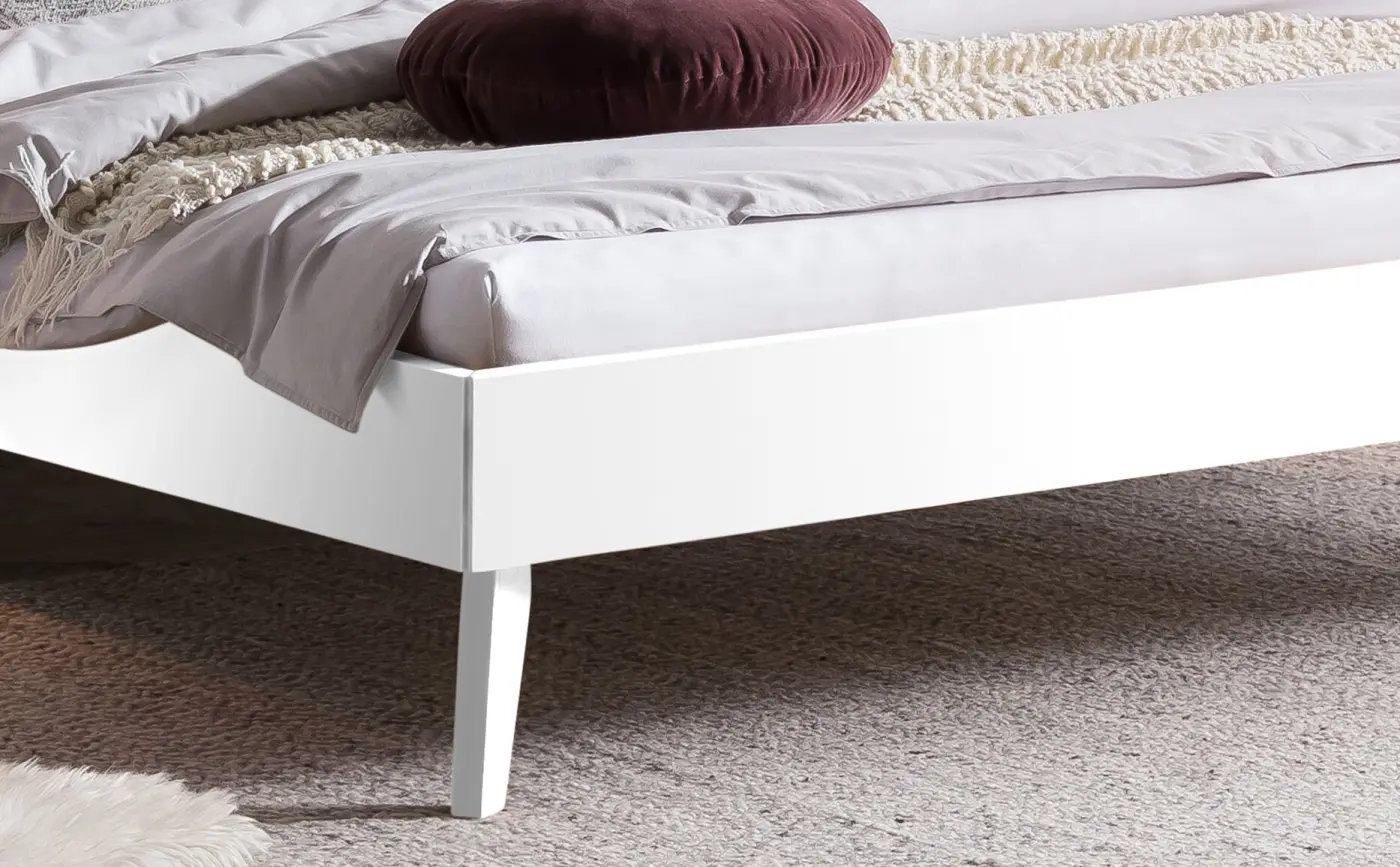 Hasena Massivholzbett SIMONE - 140x200 cm Fuss: 20 - Buche weiss deckend, lackiert