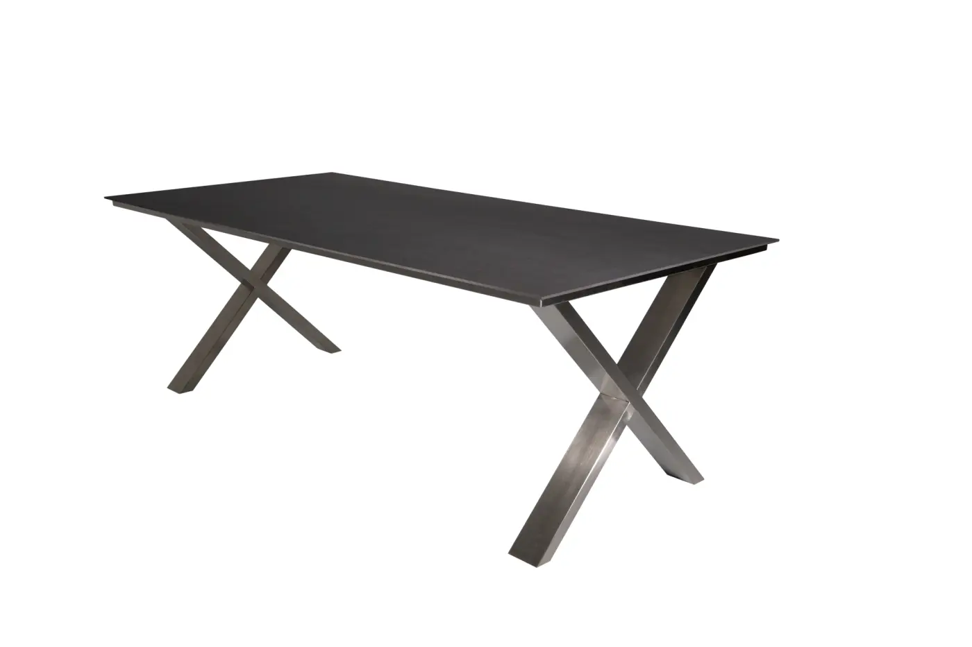 Gartentisch Monaco, Edelstahl X-Form, 210x100 cm Keramikp...