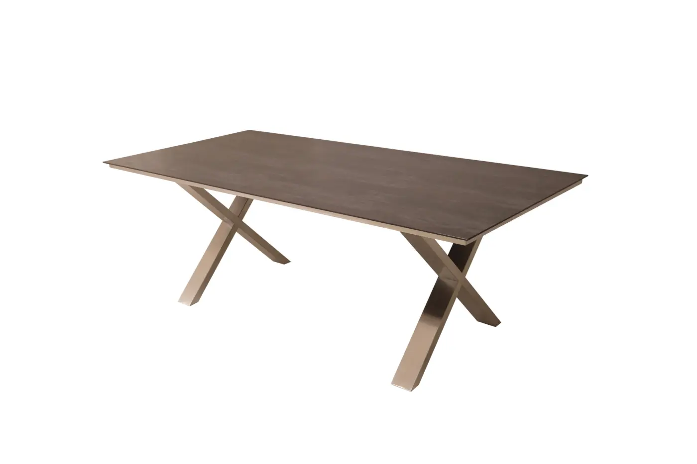 Gartentisch Monaco, Edelstahl X-Form, 210x100 cm Keramikp...