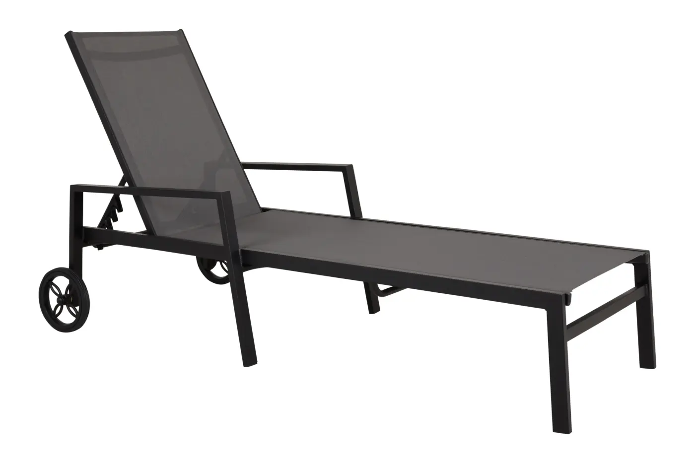 Sonnenliege Leone schwarz/grau, mit Rädern